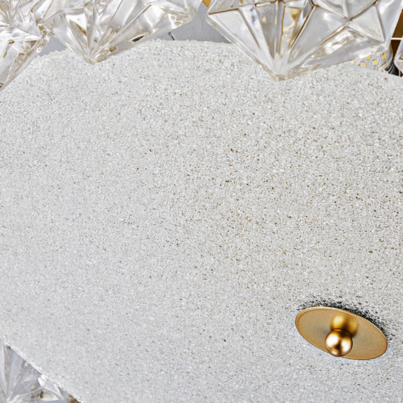 French Iron Glass Round Semi-Flush Ceiling Light - 5L