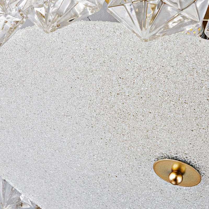French Iron Glass Round Semi-Flush Ceiling Light - 5L