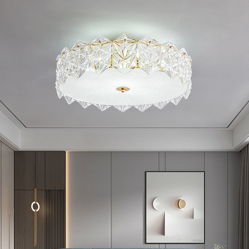 French Iron Glass Round Semi-Flush Ceiling Light - 5L