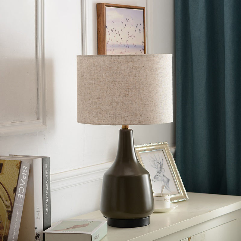 Scandinavian Brass Ceramic Fabric Tapered Table Lamp