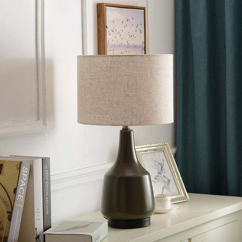 Scandinavian Brass Ceramic Fabric Tapered Table Lamp