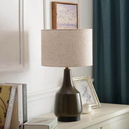 Scandinavian Brass Ceramic Fabric Tapered Table Lamp