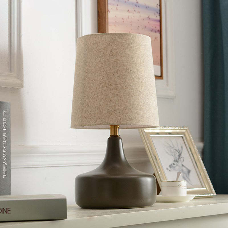 Scandinavian Brass Ceramic Fabric Tapered Table Lamp