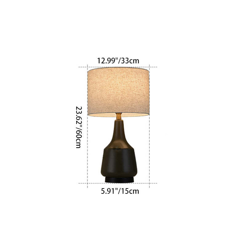 Scandinavian Brass Ceramic Fabric Tapered Table Lamp