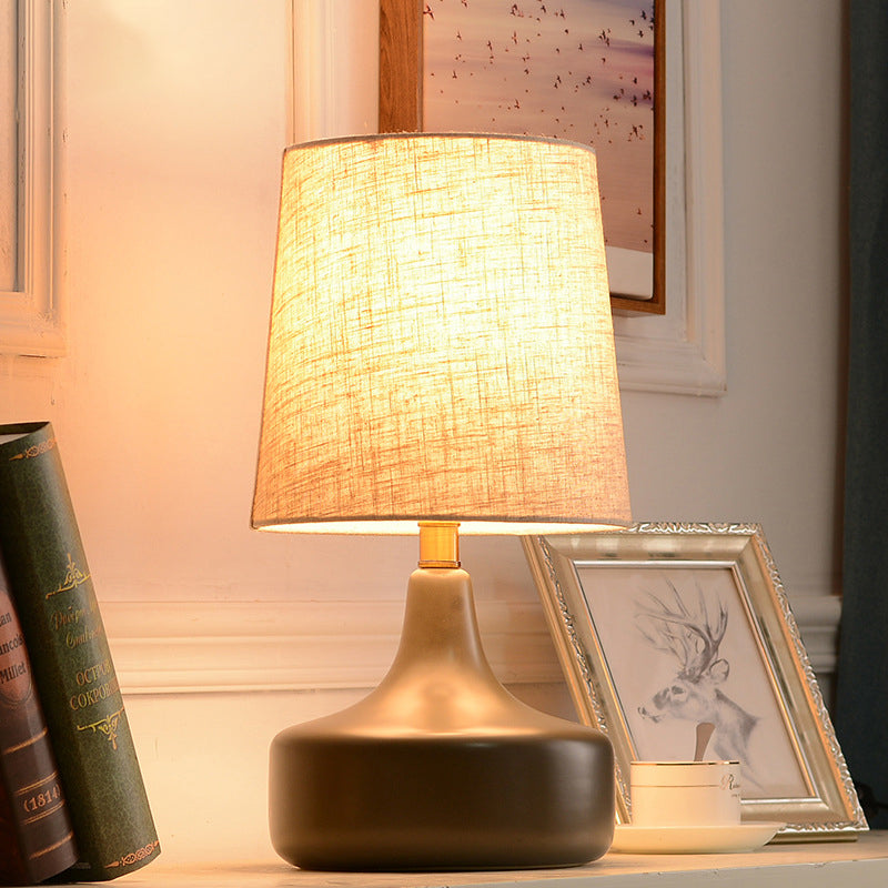 Scandinavian Brass Ceramic Fabric Tapered Table Lamp