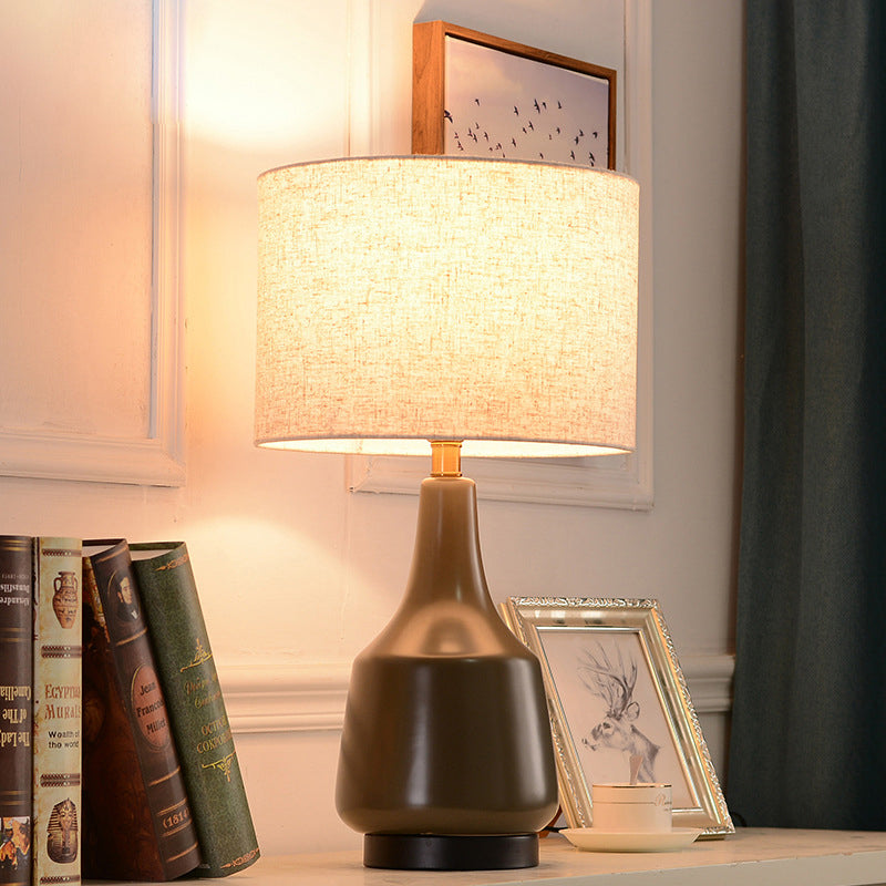 Scandinavian Brass Ceramic Fabric Tapered Table Lamp