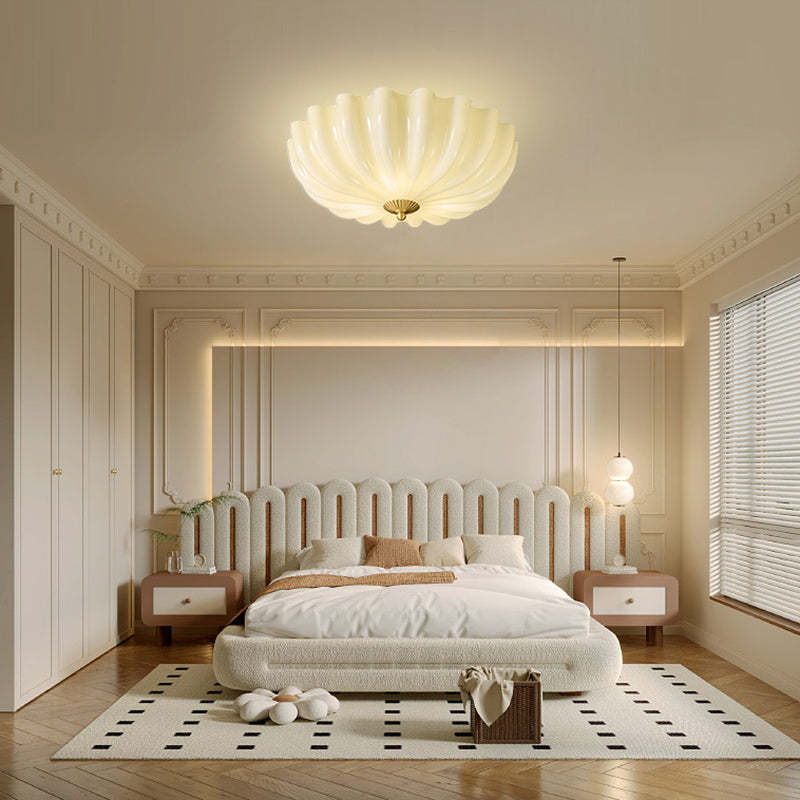Nordic Brass Glass Petal 3/4-Light Flush Mount
