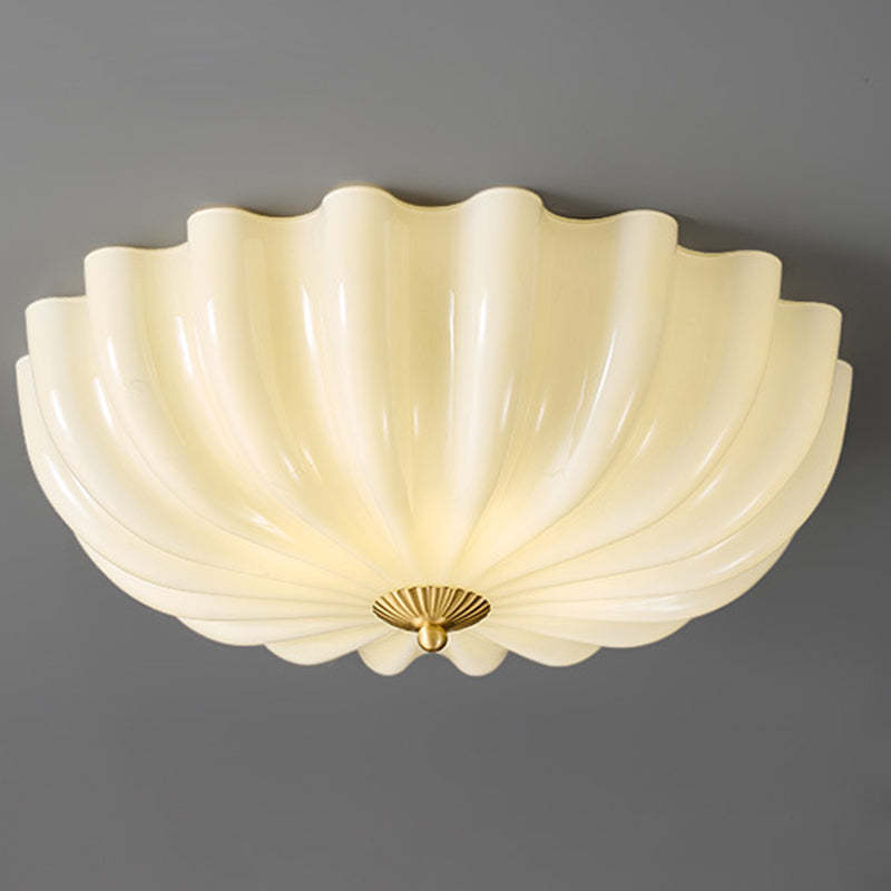 Nordic Brass Glass Petal 3/4-Light Flush Mount