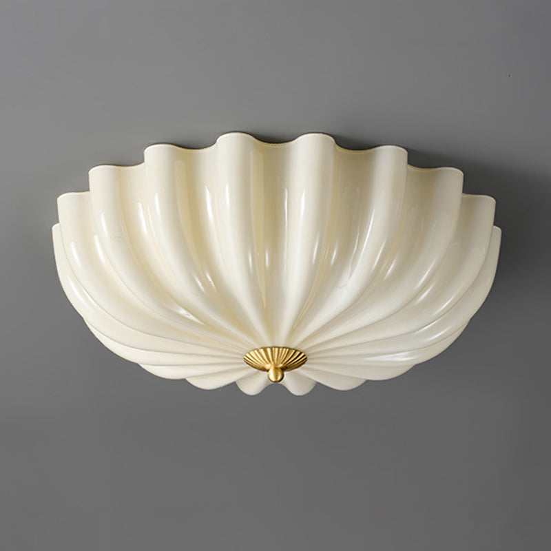 Nordic Brass Glass Petal 3/4-Light Flush Mount