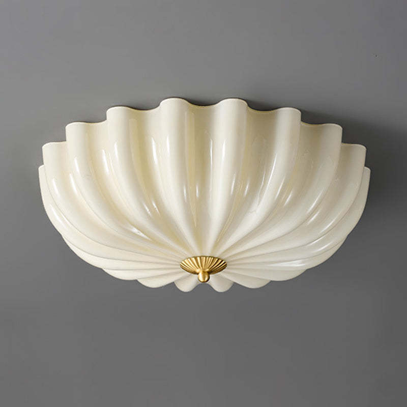 Nordic Brass Glass Petal 3/4-Light Flush Mount