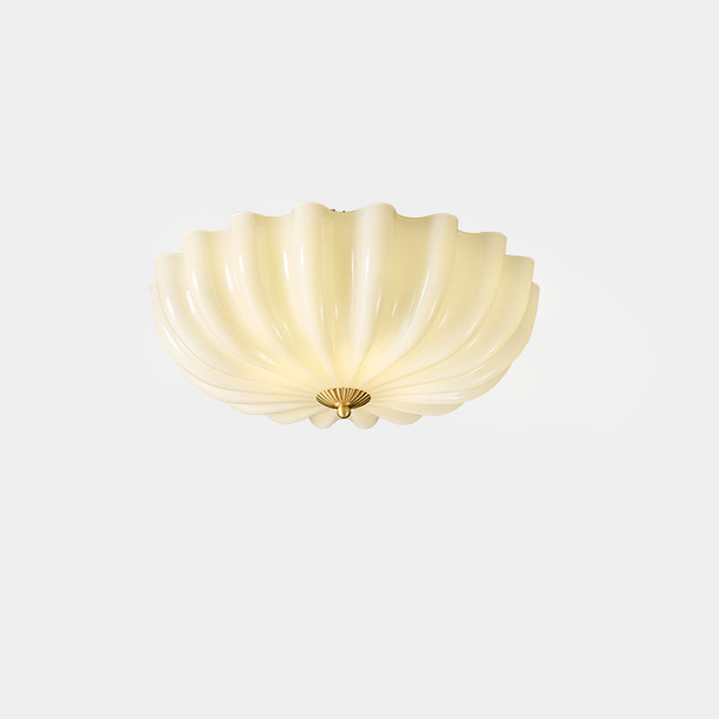 Nordic Brass Glass Petal 3/4-Light Flush Mount