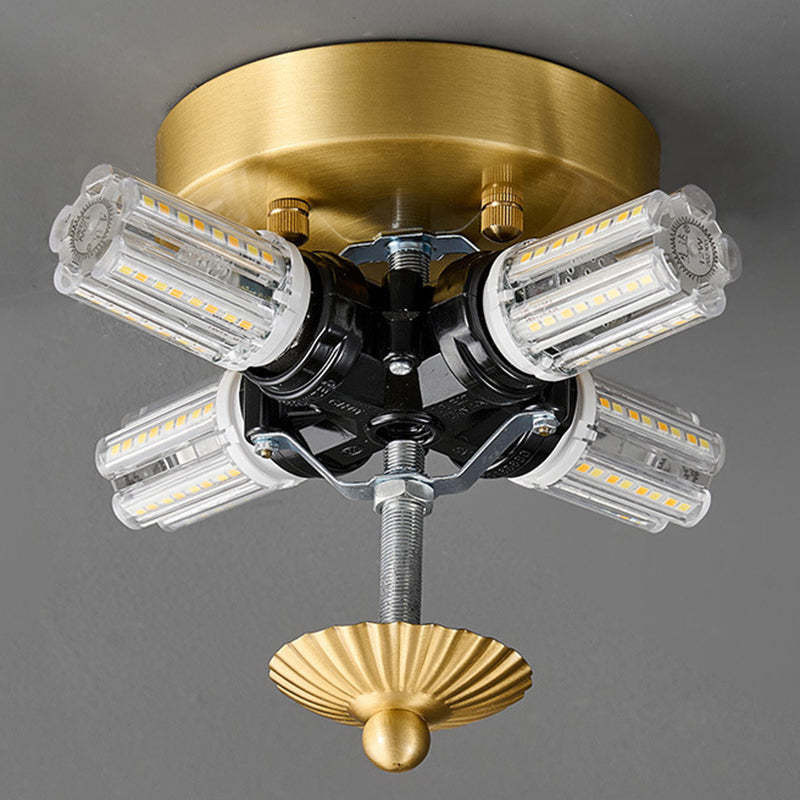 Nordic Brass Glass Petal 3/4-Light Flush Mount