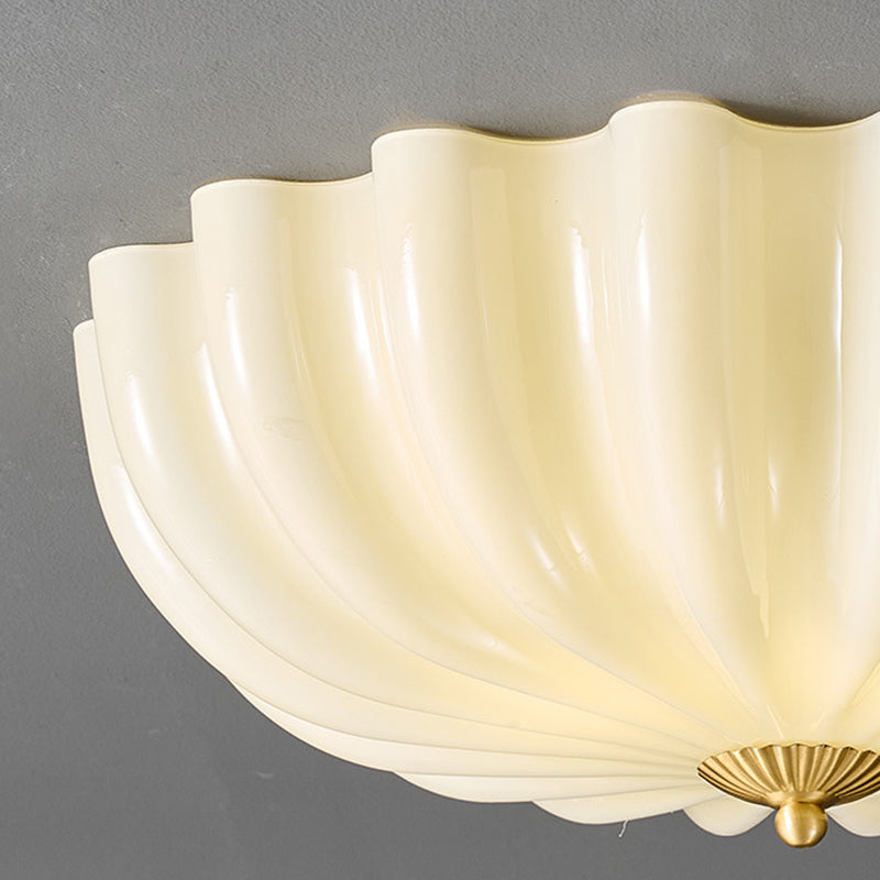 Nordic Brass Glass Petal 3/4-Light Flush Mount