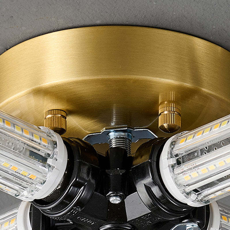 Nordic Brass Glass Petal 3/4-Light Flush Mount