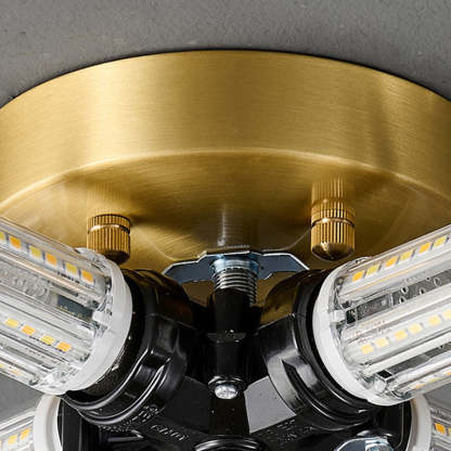 Nordic Brass Glass Petal 3/4-Light Flush Mount