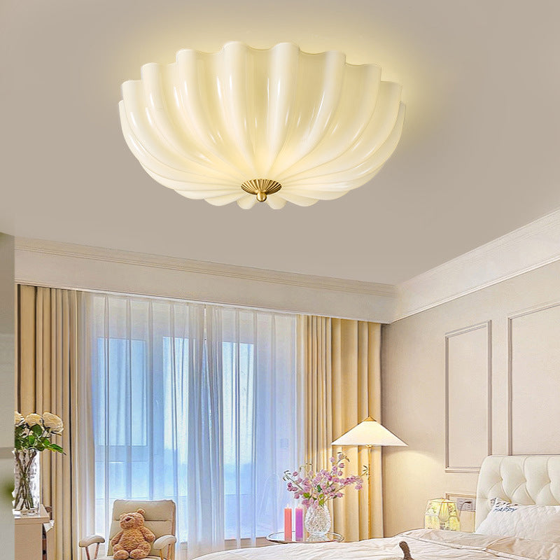 Nordic Brass Glass Petal 3/4-Light Flush Mount