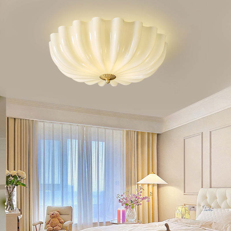 Nordic Brass Glass Petal 3/4-Light Flush Mount