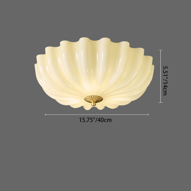 Nordic Brass Glass Petal 3/4-Light Flush Mount
