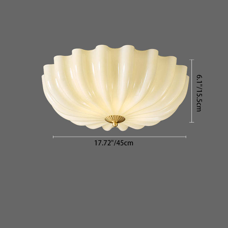 Nordic Brass Glass Petal 3/4-Light Flush Mount