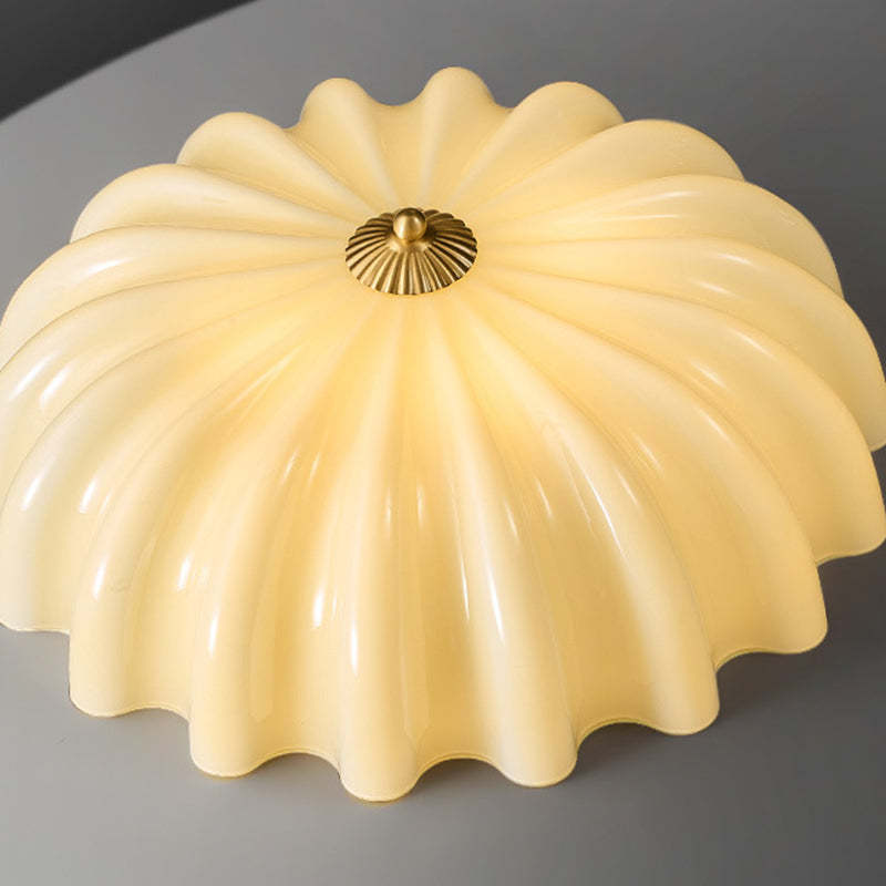 Nordic Brass Glass Petal 3/4-Light Flush Mount
