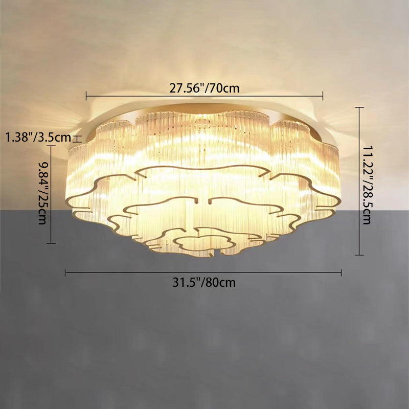 Contemporary Glass Round 7/11-Light Semi-Flush Ceiling Light