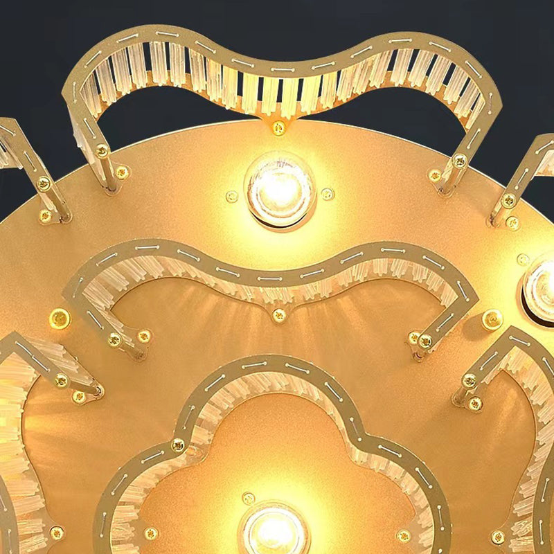 Contemporary Glass Round 7/11-Light Semi-Flush Ceiling Light