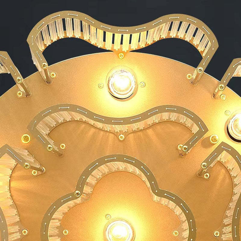 Contemporary Glass Round 7/11-Light Semi-Flush Ceiling Light