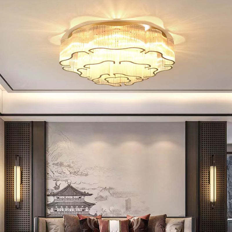 Contemporary Glass Round 7/11-Light Semi-Flush Ceiling Light — 110V-120V For US/CA