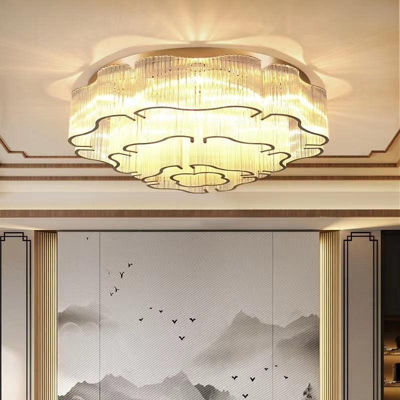 Contemporary Glass Round 7/11-Light Semi-Flush Ceiling Light — 220V-240V For UK/AU