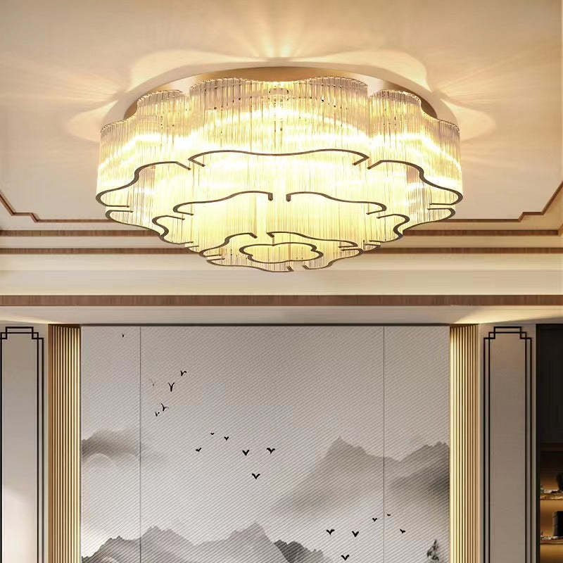 Contemporary Glass Round 7/11-Light Semi-Flush Ceiling Light — 220V-240V For UK/AU