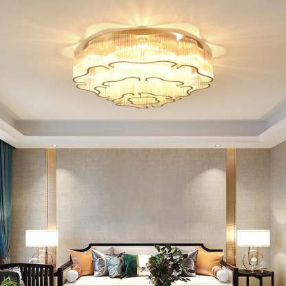 Contemporary Glass Round 7/11-Light Semi-Flush Ceiling Light — 220V-240V For UK/AU