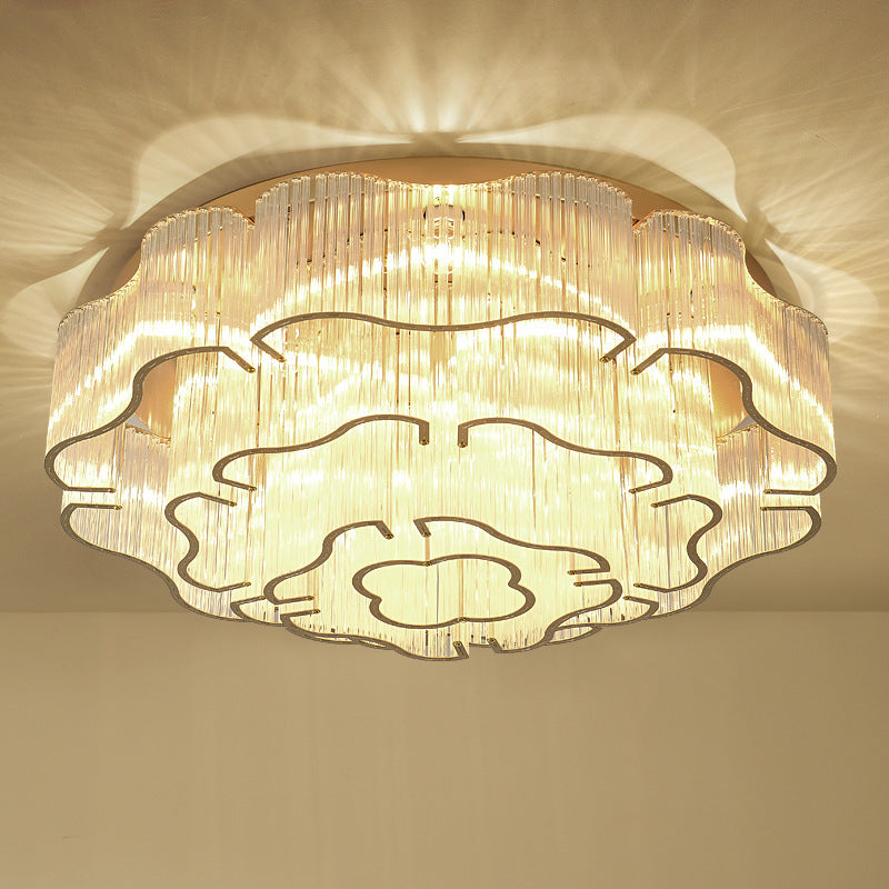 Contemporary Glass Round 7/11-Light Semi-Flush Ceiling Light