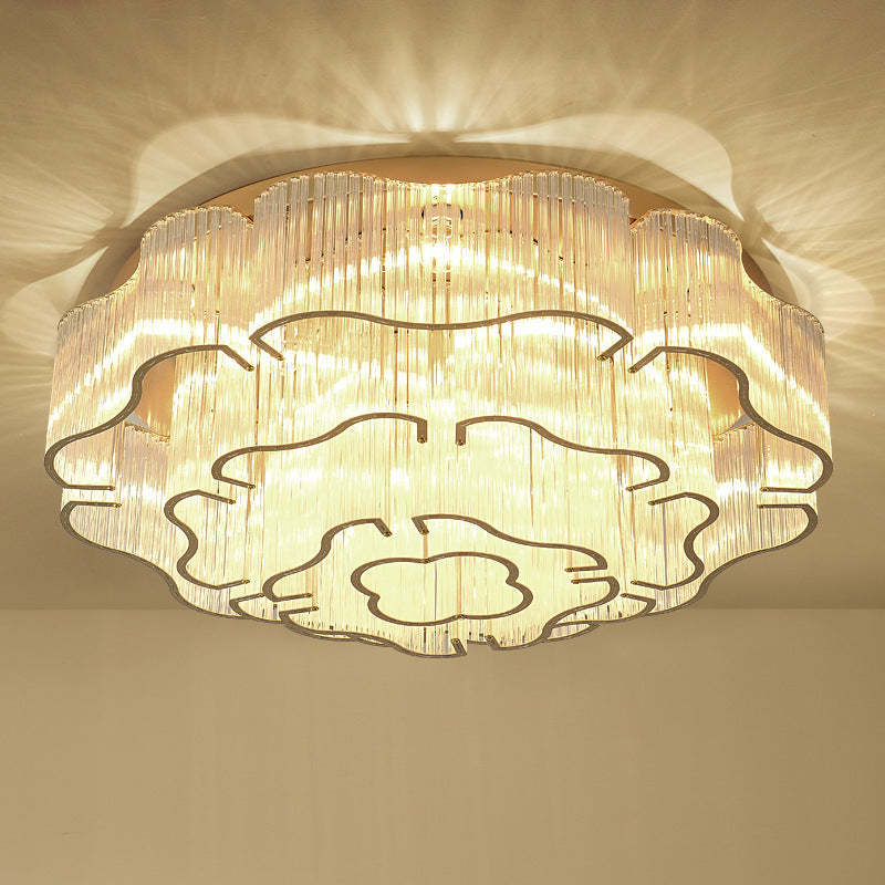 Contemporary Glass Round 7/11-Light Semi-Flush Ceiling Light