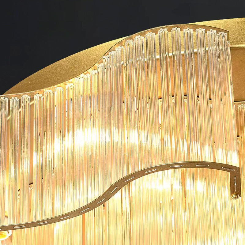 Contemporary Glass Round 7/11-Light Semi-Flush Ceiling Light