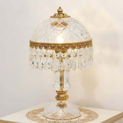 Traditional Brass Crystal Jellyfish Table Lamp
