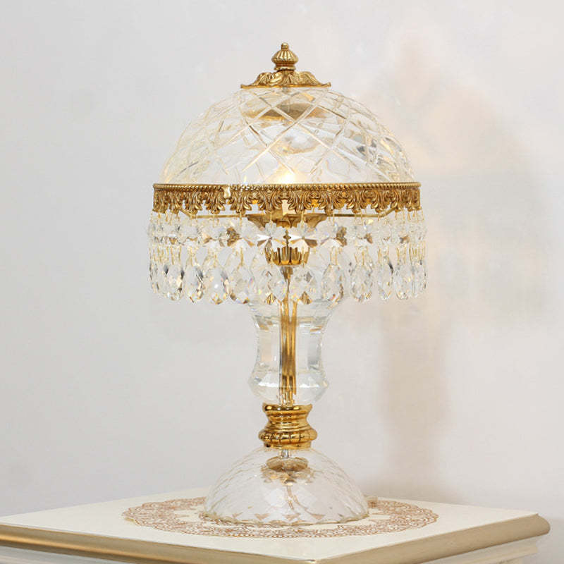 Traditional Brass Crystal Jellyfish Table Lamp