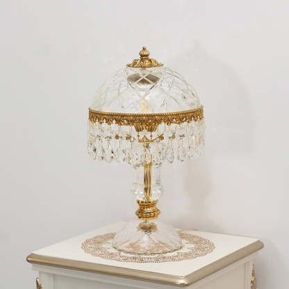 Traditional Brass Crystal Jellyfish Table Lamp