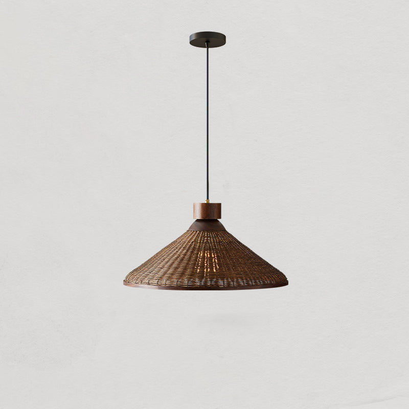 Chinese Drum Rattan Iron Pendant Light