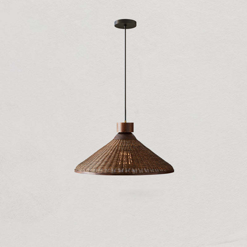 Chinese Drum Rattan Iron Pendant Light