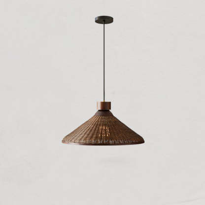 Chinese Drum Rattan Iron Pendant Light