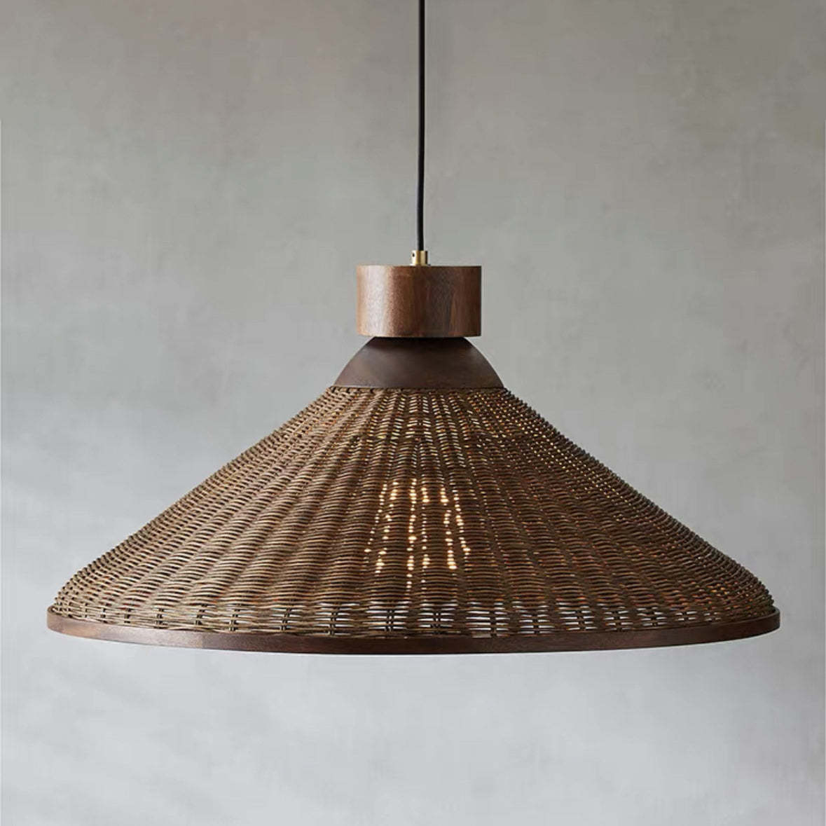 Chinese Drum Rattan Iron Pendant Light