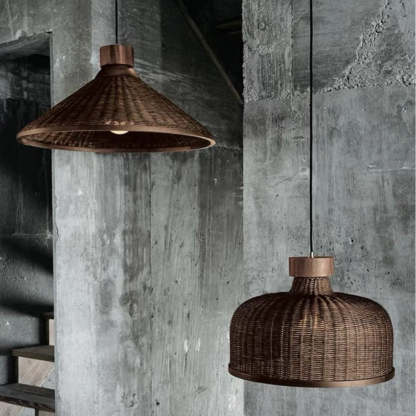 Chinese Drum Rattan Iron Pendant Light — A / 110V-120V For US/CA