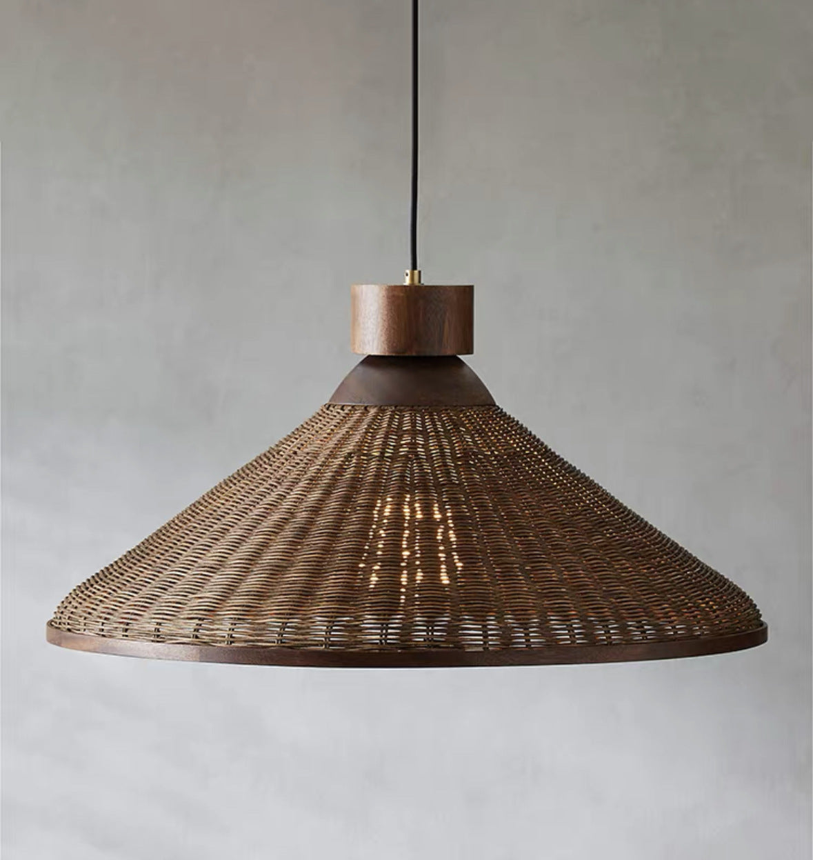 Chinese Drum Rattan Iron Pendant Light