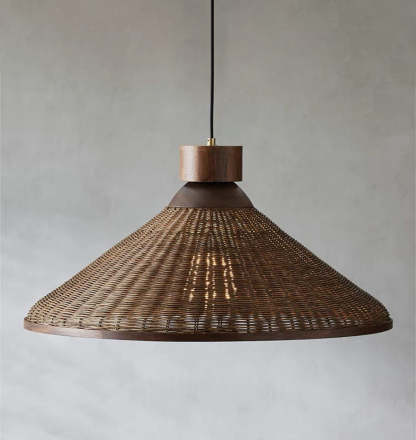 Chinese Drum Rattan Iron Pendant Light