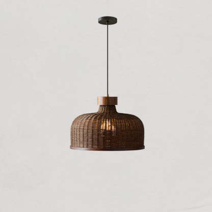 Chinese Drum Rattan Iron Pendant Light