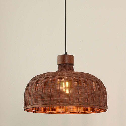 Chinese Drum Rattan Iron Pendant Light