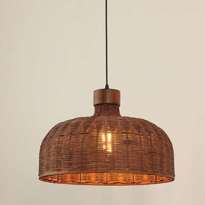 Chinese Drum Rattan Iron Pendant Light