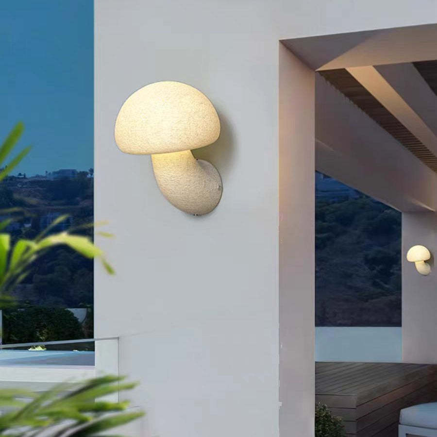Contemporary Mushroom Resin LED Outdoor Wall Sconce