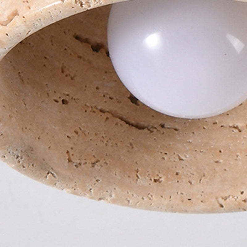 Japanese Round Stone Wood Ceiling Light