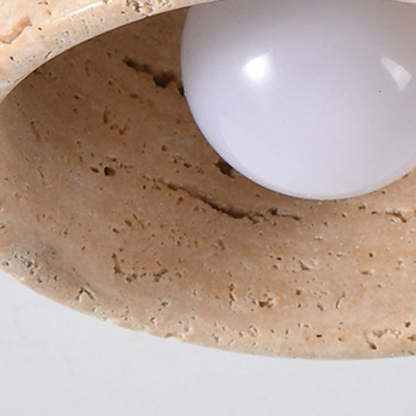 Japanese Round Stone Wood Ceiling Light